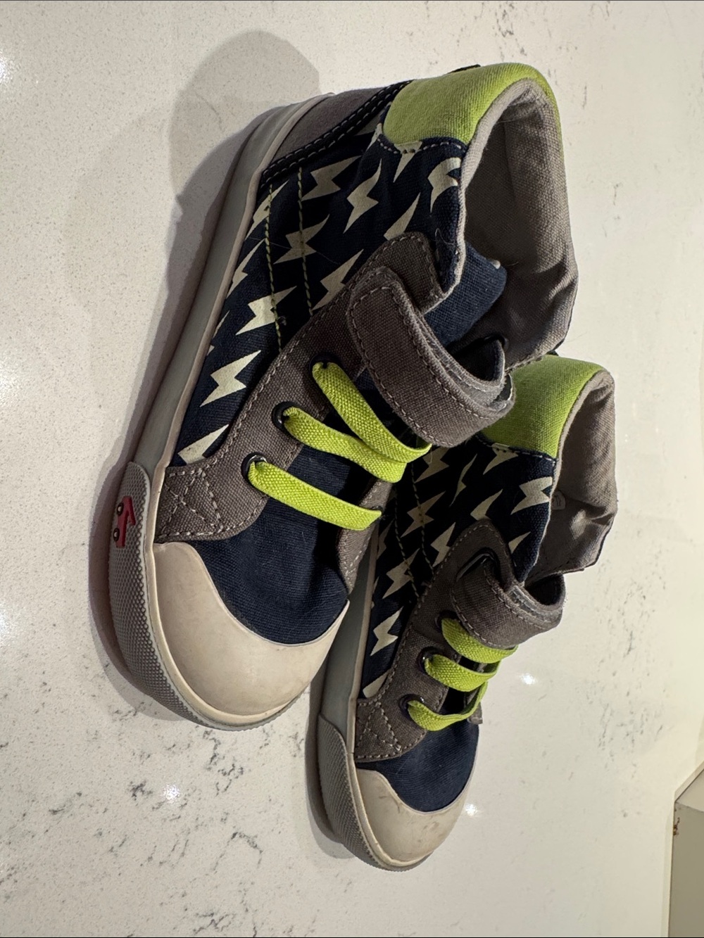 See Kai Run Navy & Lime Lightning High-Top Slip On Velcro Sneakers